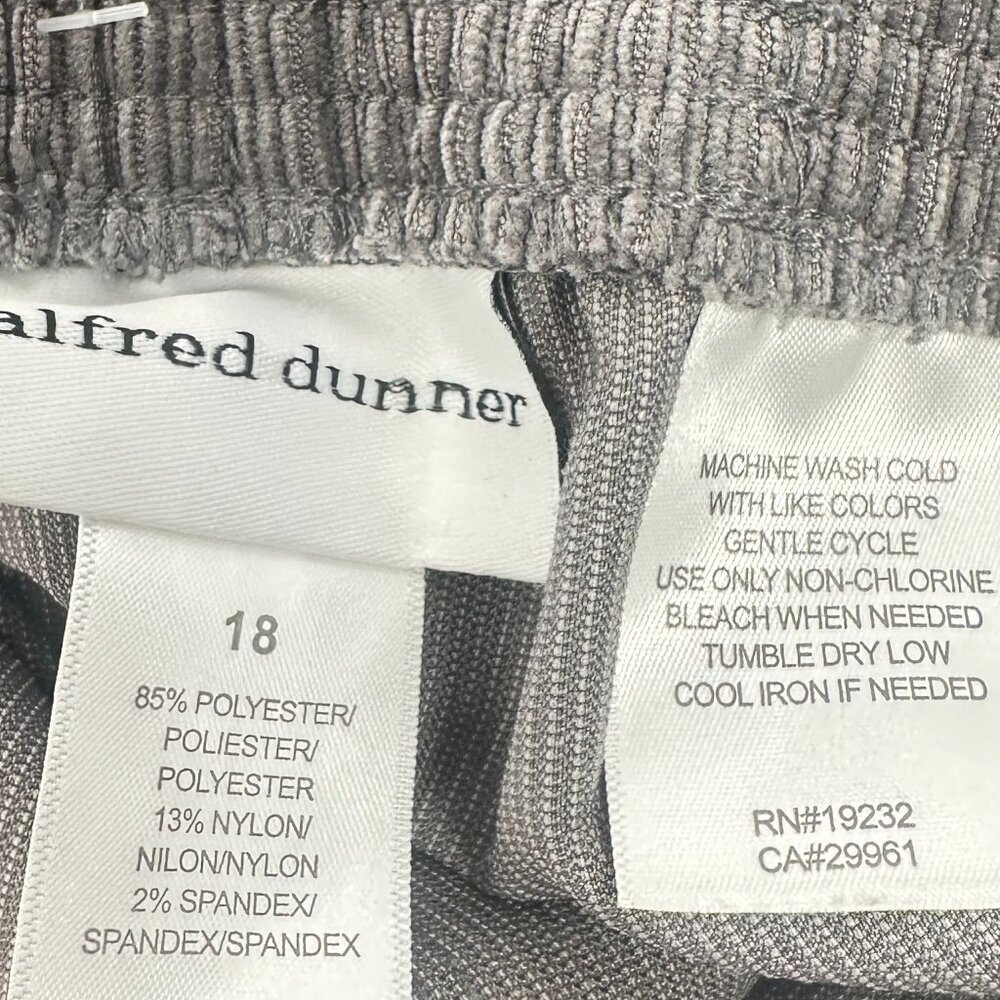 Alfred Dunner Corduroy Pants lightweight Gray Size 18 Proportioned Short Elasti - Picture 5 of 15